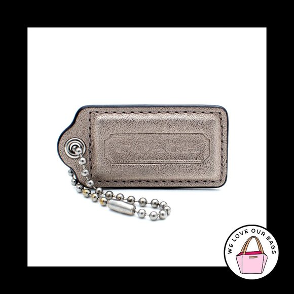 2.5" Large COACH LIGHT GOLD Leather Nickel Key Fob Bag Charm Keychain Hang Tag - Picture 1 of 1